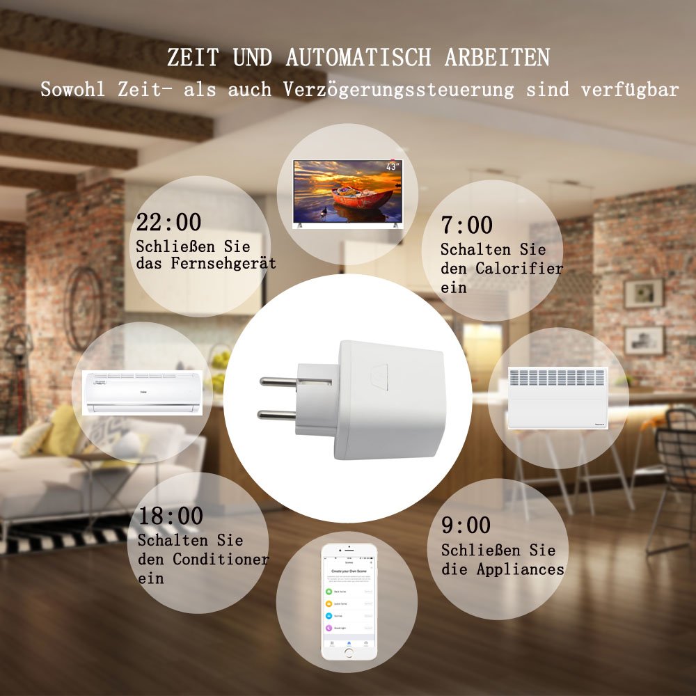 Wi-Fi Smart Steckdose - Mini Ausgänge Smart Socket Wireless Fernbedienung Timing Funktion Steuern Sie Ihre Elektrogeräte Kompatibel mit Amazon Alexa und Google Home