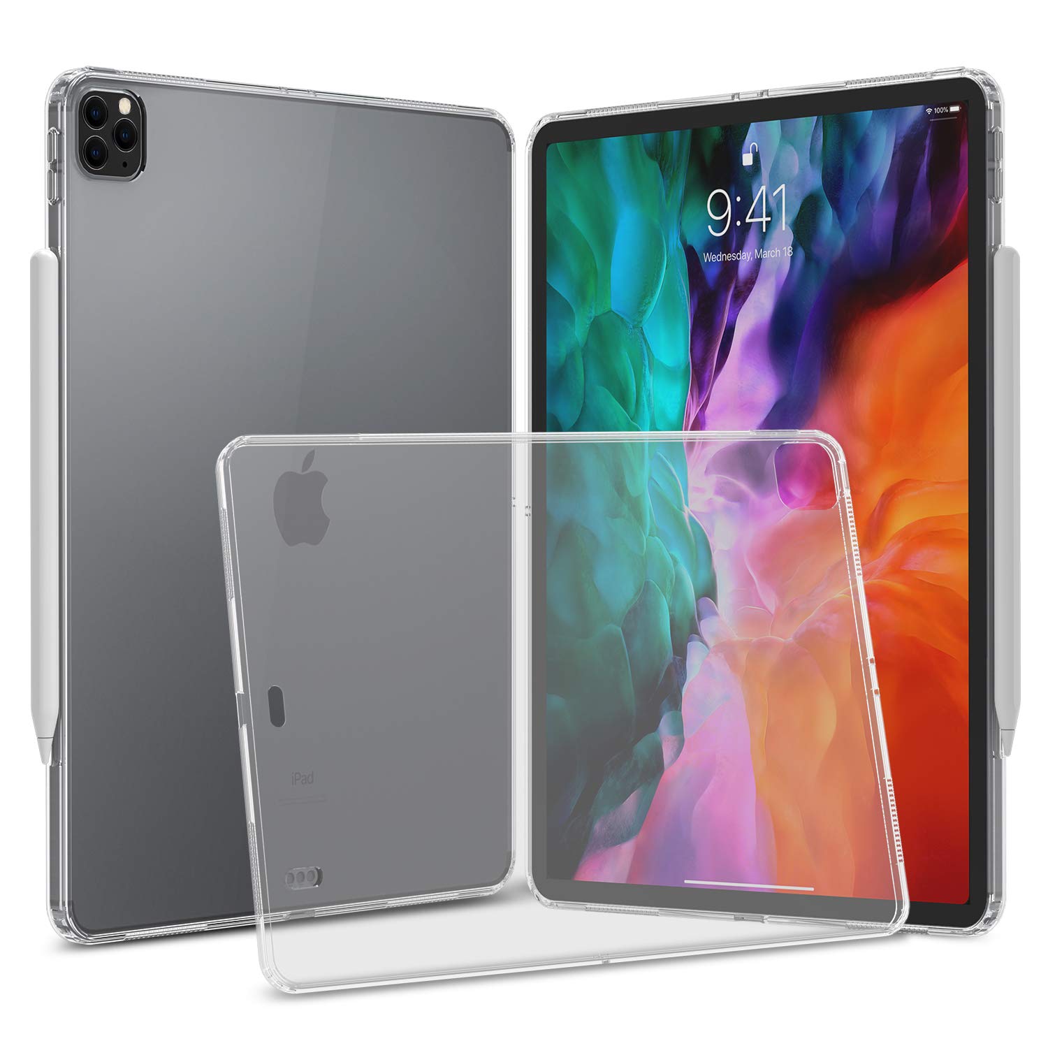 CBUS = Total Drop Protection Flex-Gel Case Compatible with Apple iPad Pro 12.9" 2018 and 2020 (Clear)