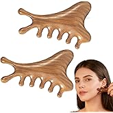 Ryetvok 2pcs Gua Sha Tool for Face,4-in-1Natural Sandalwood,Facial & Body Lymphatic Drainage, Sculpting & Scalp Massage Comb For Eye Nose Care Gua Sha Facial Tools for Body Meridian Therapy,Relaxation