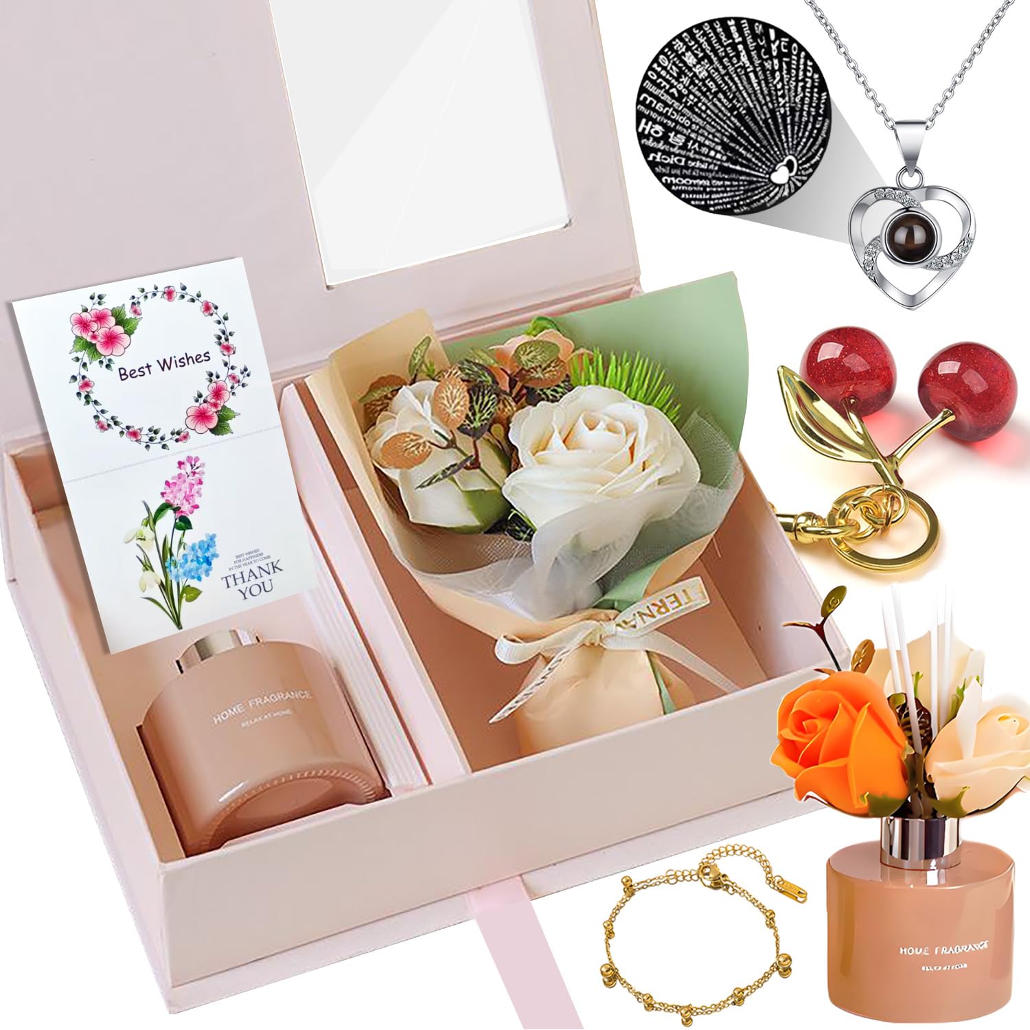 Luxury Gift Set for Women Christmas Birthday Gifts for Her, Preserved Rose Bouquet with 
