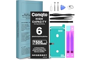 Conqto 7500mAh Upgraded Battery for iPhone 6, 2025 New Version Ultra-High Capacity 0 Cycle Replacement Battery for iPhone 6 A1586,A1589,A1549 with Professional Repair Tool Kits & Instructions