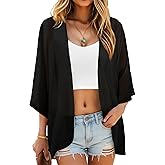 BB&KK Women's Chiffon Kimono Loose Casual Open Front Cover Ups