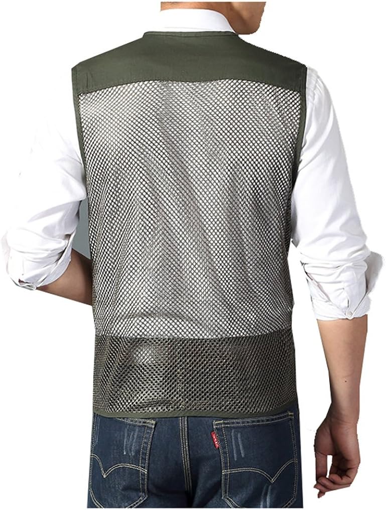 Kedera Men's Mesh Fishing Vest Photography Work Multi-Pockets Outdoors Journalist's Vest Jacket: Clothing