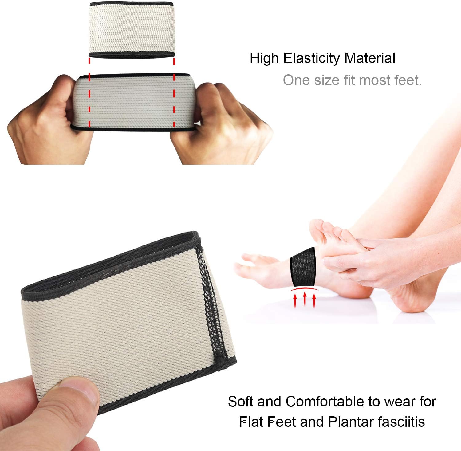 RooRuns Compression Arch Support Sleeves, Plantar Fasciitis Support Orthotics Foot Wrap for Flat Feet, Heel Spurs, Fallen Arches, Compression Plantar Fasciitis Brace for Men and Women (2 Pairs): Health & Personal Care