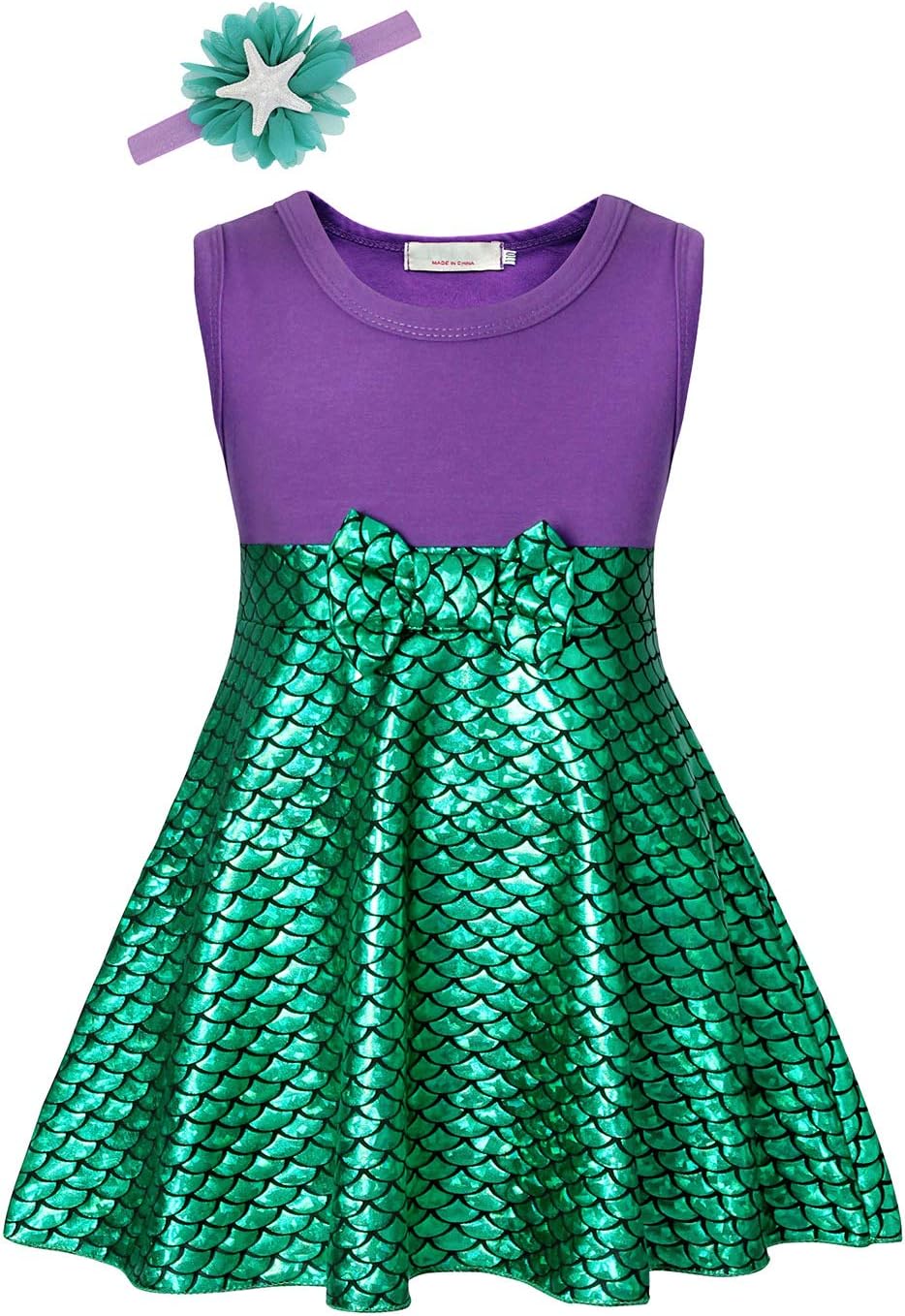 COTRIO Mermaid Costume Dress for Girls Birthday Party Princess Dresses Kids Halloween Outfits Clothes