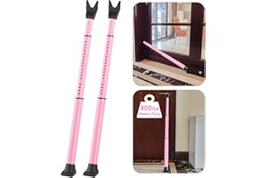 Rerishom Door Security Bar, Door Stoppers Security bar,Heavy Duty Door Lock Security Door Jammer Door Stopper for Apartment, Hotel Room,Screen Door Hardware, Gate Lock Bar(2 Pack,Pink)