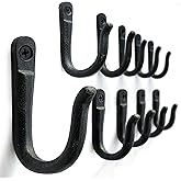Ambipolar Railroad Spike Iron Coat Hooks 10 Pack Multi-Purpose Heavy Duty Hooks Wall Mounted Farmhouse Vintage Hanging Coats, Bags or Pots in Pantry Black