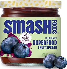 Smash Foods Blueberry Jam | Low-Calorie, No Sugar Added Keto Jam with Upcycled Fruit & Chia Seeds | Vegan, Paleo Superfood Fr