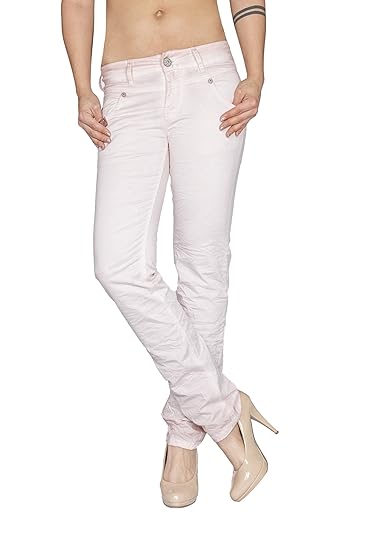 Blue Monkey Damen Skinny Jeans mit hohem Bund Kathrin 5107 Rose