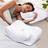 Cervical Pillow for Bed Sleeping, 2 in 1 Ergonomic Contour Orthopedic Pillow for Neck Pain, Memory Foam Contour Neck Pillows
