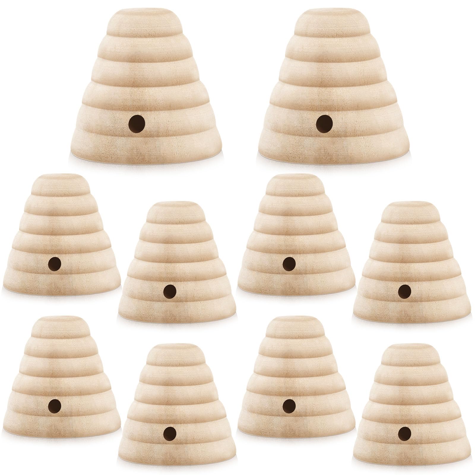 Photo 1 of GlikCeil 10 Pcs Wood Bee Hive Decor Unfinished Wood Threaded Honeycomb Farmhouse Tiered Tray Decor Mini Beehive Model Bee Garden Decorations for DIY Table Shelf Sitter Party Craft, 1.8 x 1.9 Inch
