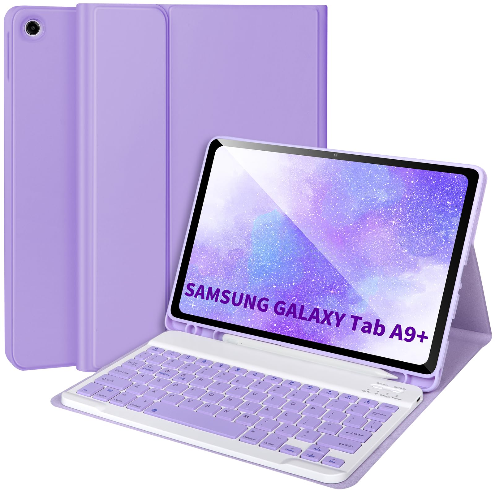 Photo 1 of Keyboard Case for Samsung Galaxy Tab A9+/Plus 11’’ 2023(SM-X210/X216/X218),Case with Keyboard for Samsung Tab A9+ with S Pen Holder,Detachable Bluetooth Keyboard for Galaxy A9 Auto Wake/Sleep,Purple