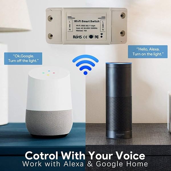 Ashley GAO Interruptor de luz inteligente WiFi temporizador universal aplicacin de control remoto inalmbrico funciona con Alexa Google Home Smart Home