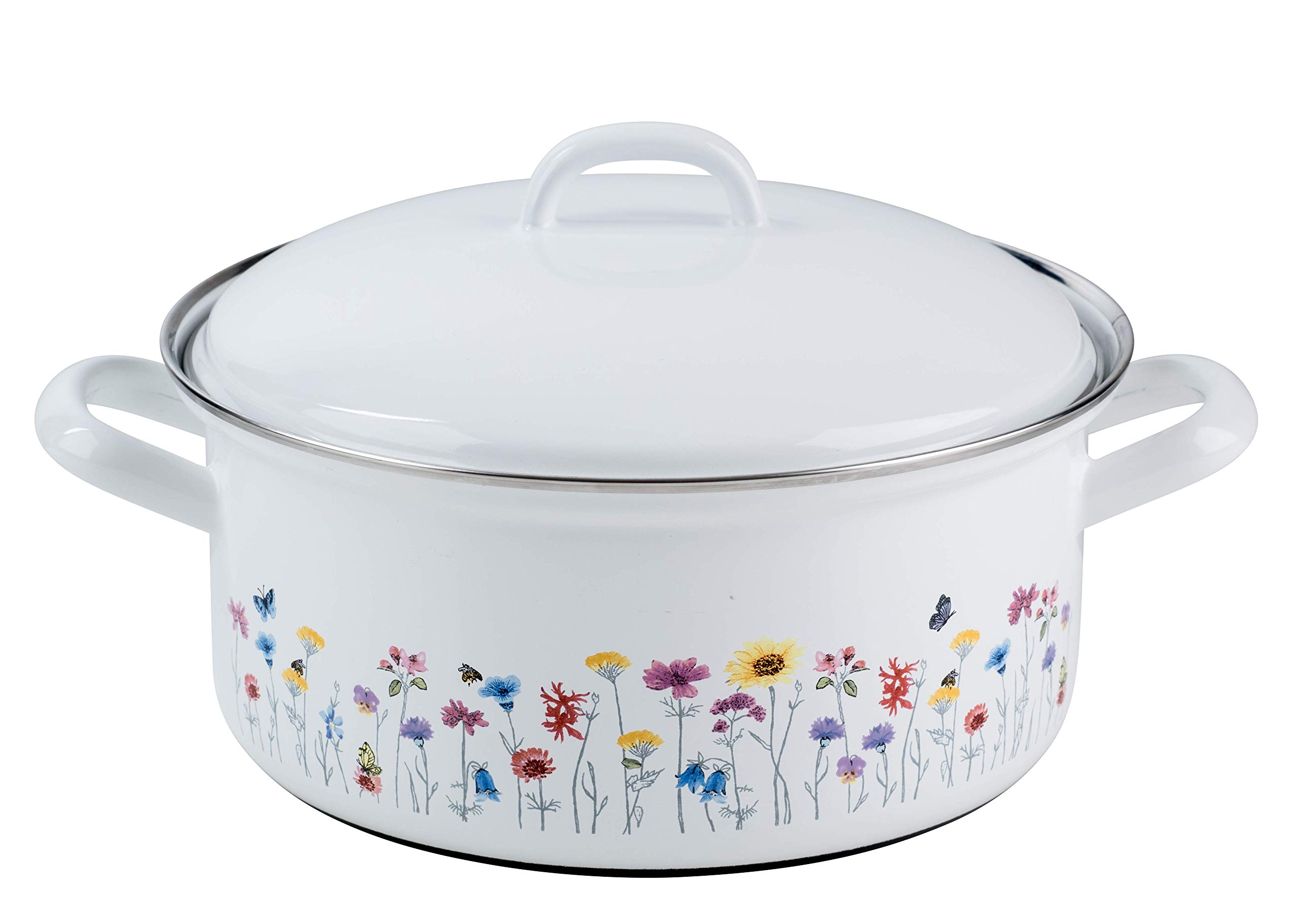 Riess 0131-070 Casserole with lid, diameter 22 cm, capacity 3.0 litres, Country, special edition Flora, induction