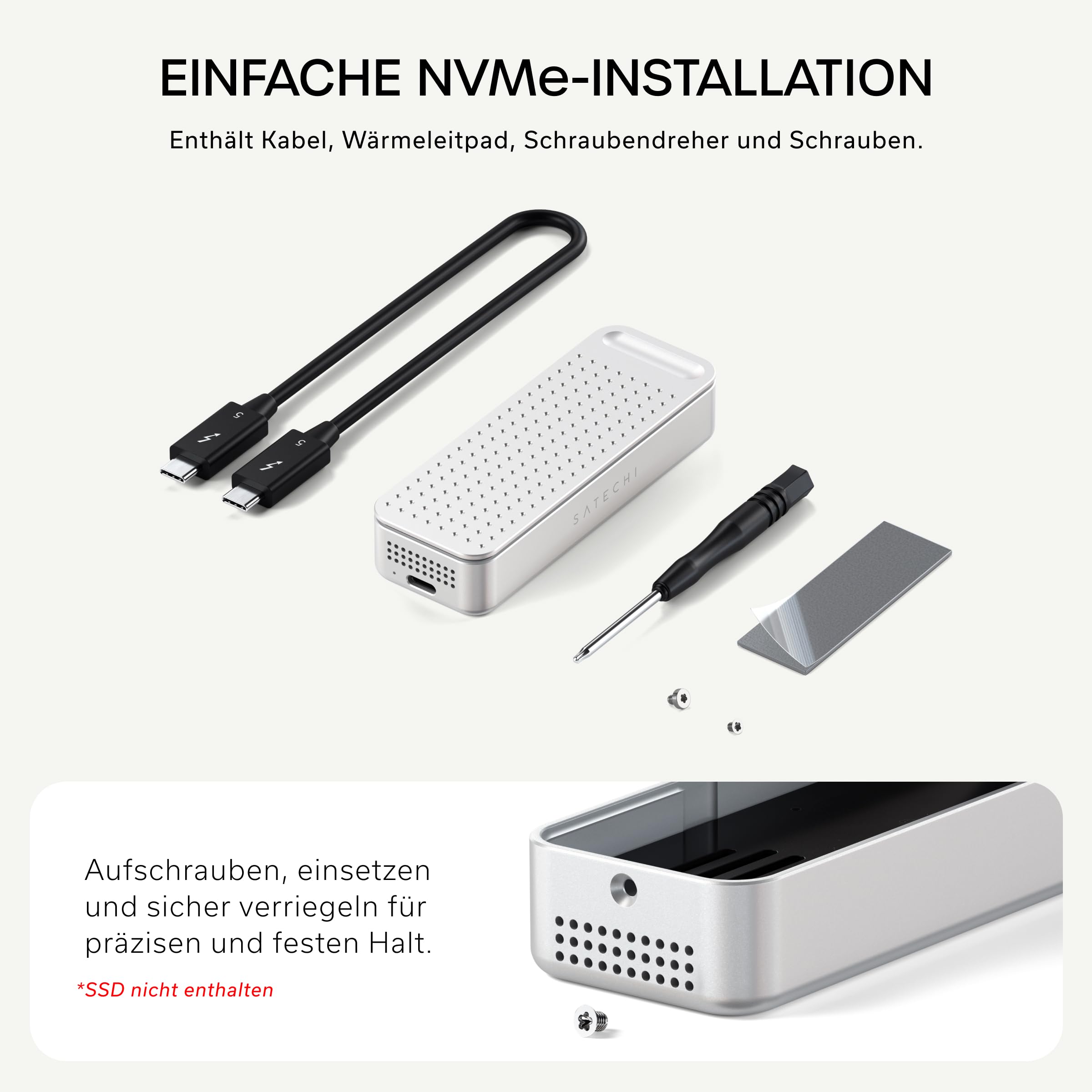 SATECHI DotDisk™ 80-Gbit/s-NVMe-SSD-Gehäuse, Silber 8