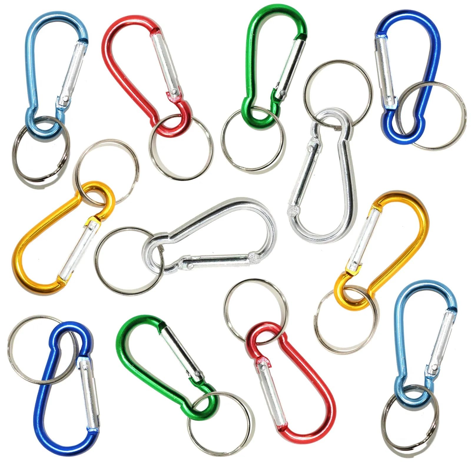 Pack of 12 Multicolor Metal Carabiner Clips Key Organizer Keyring Fob Rings for Keys and Accessories (Multi)
