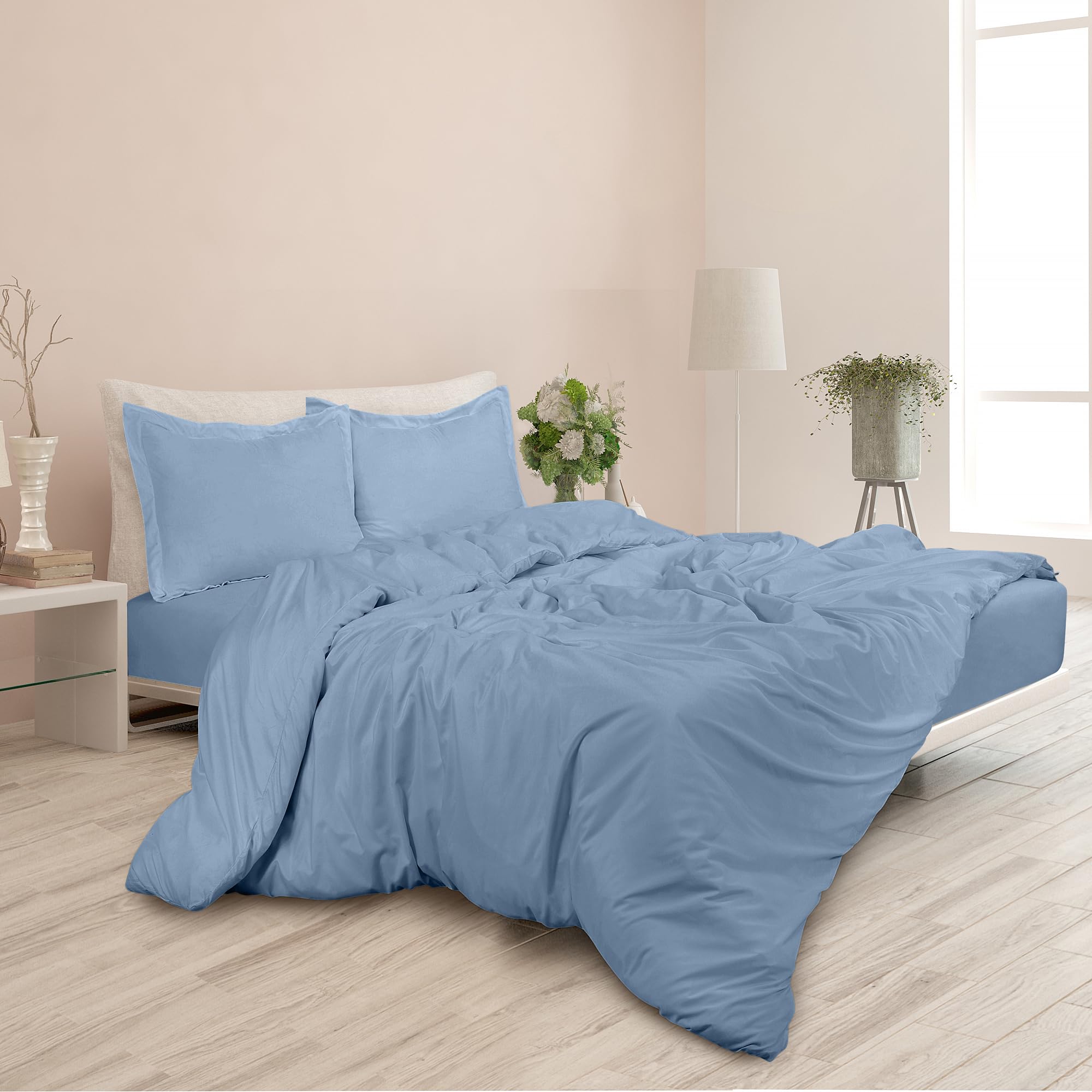 Photo 1 of SHEETS ONLY ----------------------------------------------------------------------------------ROYALE Lake Blue Duvet Cover Queen Size - 3 Piece Bedding Comforter Covers - Button Closure - 1 Full Duvet Covers 90x90 inches and 2 Pillow Shams - No Comforter 