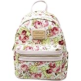 Loungefly Belle Beauty and the Beast Character Floral Print Mini Faux Leather Backpack