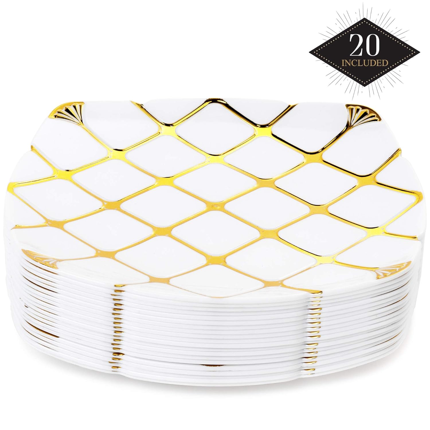 Elegant Premium Plastic Party Plates Wedding Dinner Set Gold Disposable