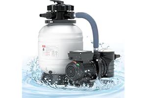 Oswerpon Sand Filter Pump for Above Ground Pool with Timer, 13in Sand Filter 3/4HP Pool Pump, Max 3020GPH for Pools Up to 15216GAL, Pool Sand Filter with 6-Way Multi-Port Valve and Strainer Basket.