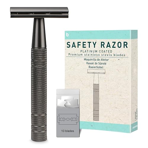 Saudi Razor Matte Gun Black Double Edge Safety Razor, Single Blade Razors for Men ...