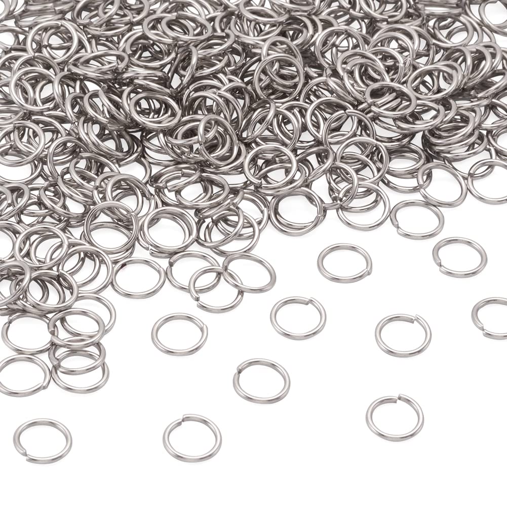 Craftdady 2000Pcs Stainless Steel Open Jump Rings 8mm Round 1mm Thick Tiny Connector Rings for Jewelry Making