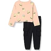 Amazon Essentials Girls and Toddlers' Long Sleeve T-Shirt and Pull on Pants Set