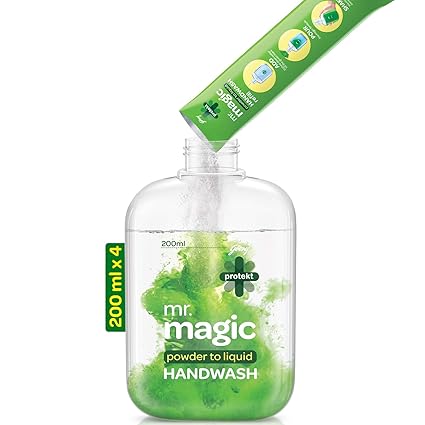 Godrej Protekt Mr. Magic Powder-to-Liquid Germ Protection Handwash Refill, Pack of 4 (makes 200ml each)