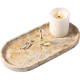 Koville Egypt Natural Marble Tray, 12"x6" Vanity Decorative Tray for Countertop Organizer, Catchall Tray for Perfume, Candles, Jewelry Dish