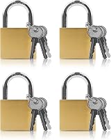 Lamondre 4 Padlocks 32mm Small Keyed Alike for Gym Locker Travel Bags Cabinets