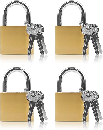 Lamondre 4 Padlocks 32mm Small Keyed Alike for Gym Locker Travel Bags Cabinets