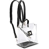 HOXIS Multifunction Clear Backpack for Stadium Approved Convertible Women Cross Body Bag (Black)