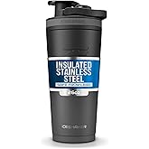 Ice Shaker Insulated Stainless Steel Shaker Bottle | 26oz, Grey Color Rush | Cold for 24+ Hours | Insulated Cup with Twist-on Agitator | Odor-Free Bottle for Shakes, Water, Smoothies, Cocktails