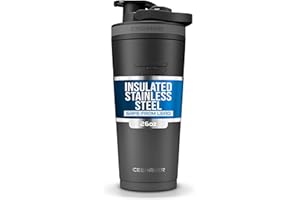 Ice Shaker Insulated Stainless Steel Shaker Bottle | 26oz, Grey Color Rush | Cold for 24+ Hours | Insulated Cup with Twist-on Agitator | Odor-Free Bottle for Shakes, Water, Smoothies, Cocktails