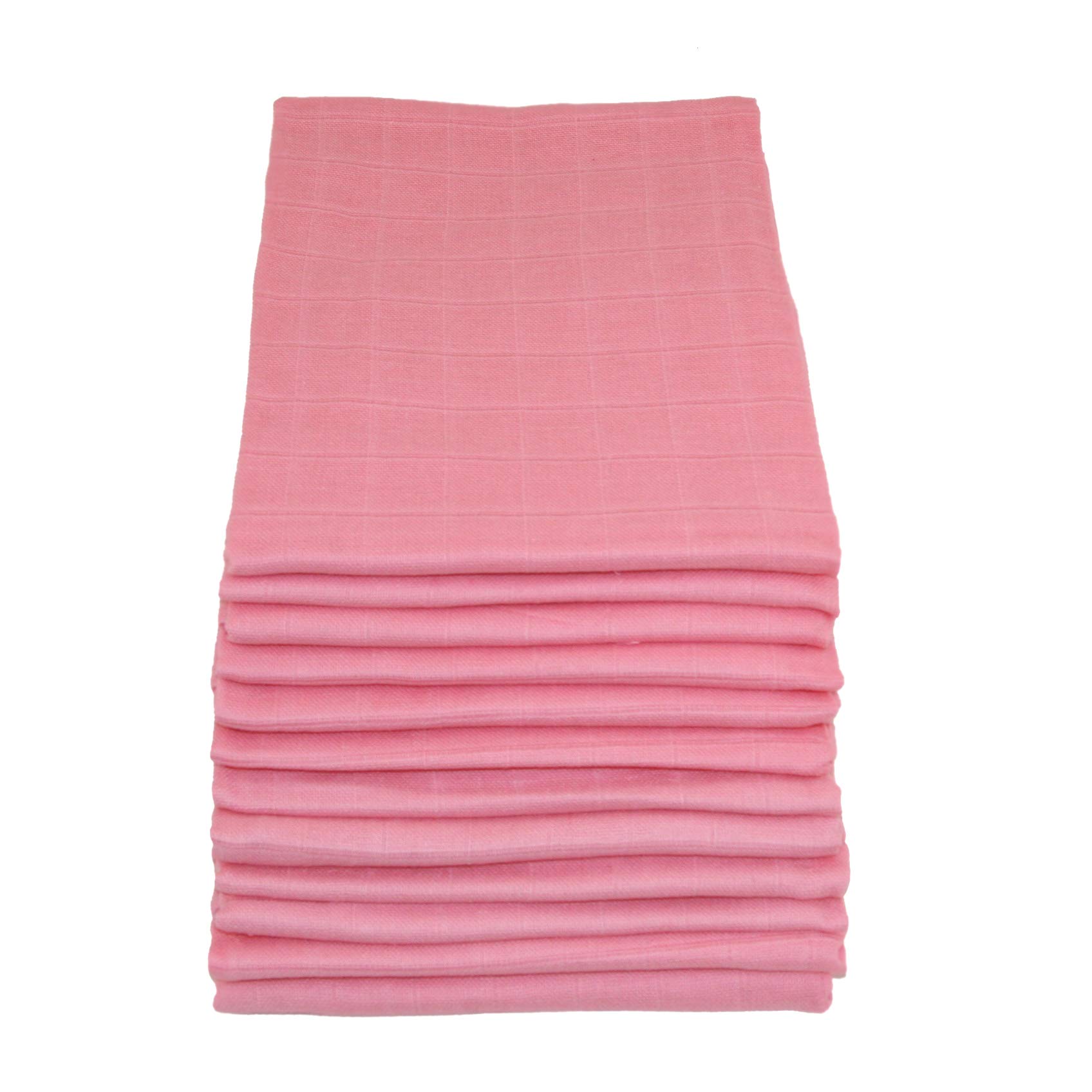 MuslinZ 12PK 100% Pure Cotton Baby Muslin Squares 70x70cms - Pink