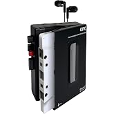 QFX Portable Bluetooth Cassette Tape Player Recorder, RETRO-1980 | Auto Reverse, USB-C Rechargeable, Built-In Speaker and Microphone, Stereo Earbuds Included