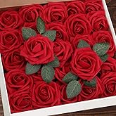 Higfra Artificial Flowers 25pcs Real Looking Fake Roses with Stems for DIY Wedding Bouquets Baby Shower Centerpieces Floral Arrangements Party Tables Home Decorations