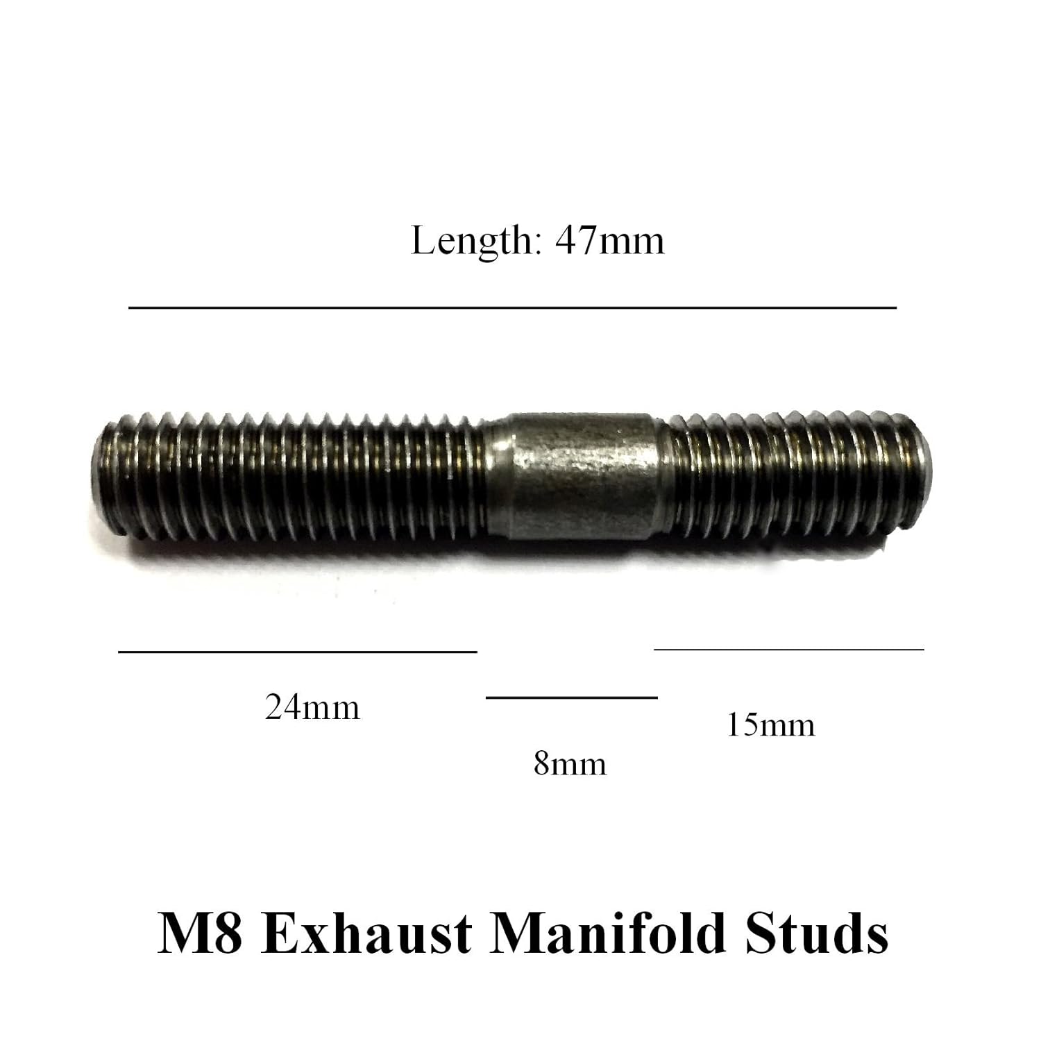4 x Exhaust Inlet Manifold Studs M8 x 1.25mm Pitch. Length 47mm / 24mm