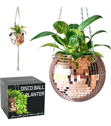 Disco Ball Hangende Plantenbak 6 Inch – Spiegelend, Met Ketting, Voor Kamerplanten (groen)