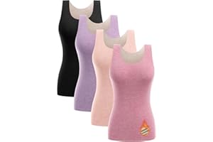 Celfaeree 4 Pack Women's Fleece Lined Thermals Underwear Tops Base Layer Tank Top Vest for Cold Weather