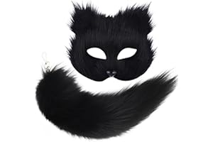 Lupidyyxun Therian Mask and Tail for Girl Furry Cat Fox Wolf Mask Therian for Women Halloween Costume