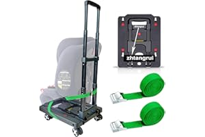 Car Seat Dolly for Airport - CarSeat Roller Cart Wheels for Airplane - Car Seat Travel Cart Carrier with Straps Foldable Lugg