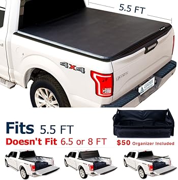 Amazon Com Leader Accessories 5 5ft Tri Fold Tonneau Cover Compatible With 2004 2014 Ford F 150 Truck Supercrew Cab 5 5 Short Bed Automotive