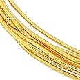 BENECREAT 18 Gauge French Bullion Wire 74 Feet Gold Bright Soft Rround Copper French Metalic Wire with Storage Box for Embroidery Beading and Clothes Decoration