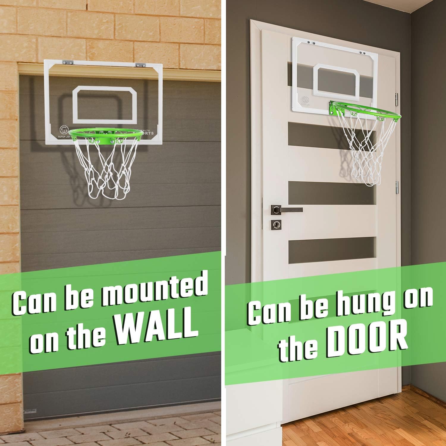 Mini Indoor Basketball Hoop Glow in The Dark - Pro Mini Basketball Hoop Set for Door & Wall with Complete Accessories, More Funny Basketball Toys for Boys Girls: Sports & Outdoors