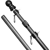 Fzkaly Flag Pole 3–6 FT Telescoping Carbon Fiber – Premium Outdoor Adjustable Flagpole with 360° Tangle-Free Spinning Rings, Twist Lock, Lightweight for House, RV, Truck, Boat, Camping