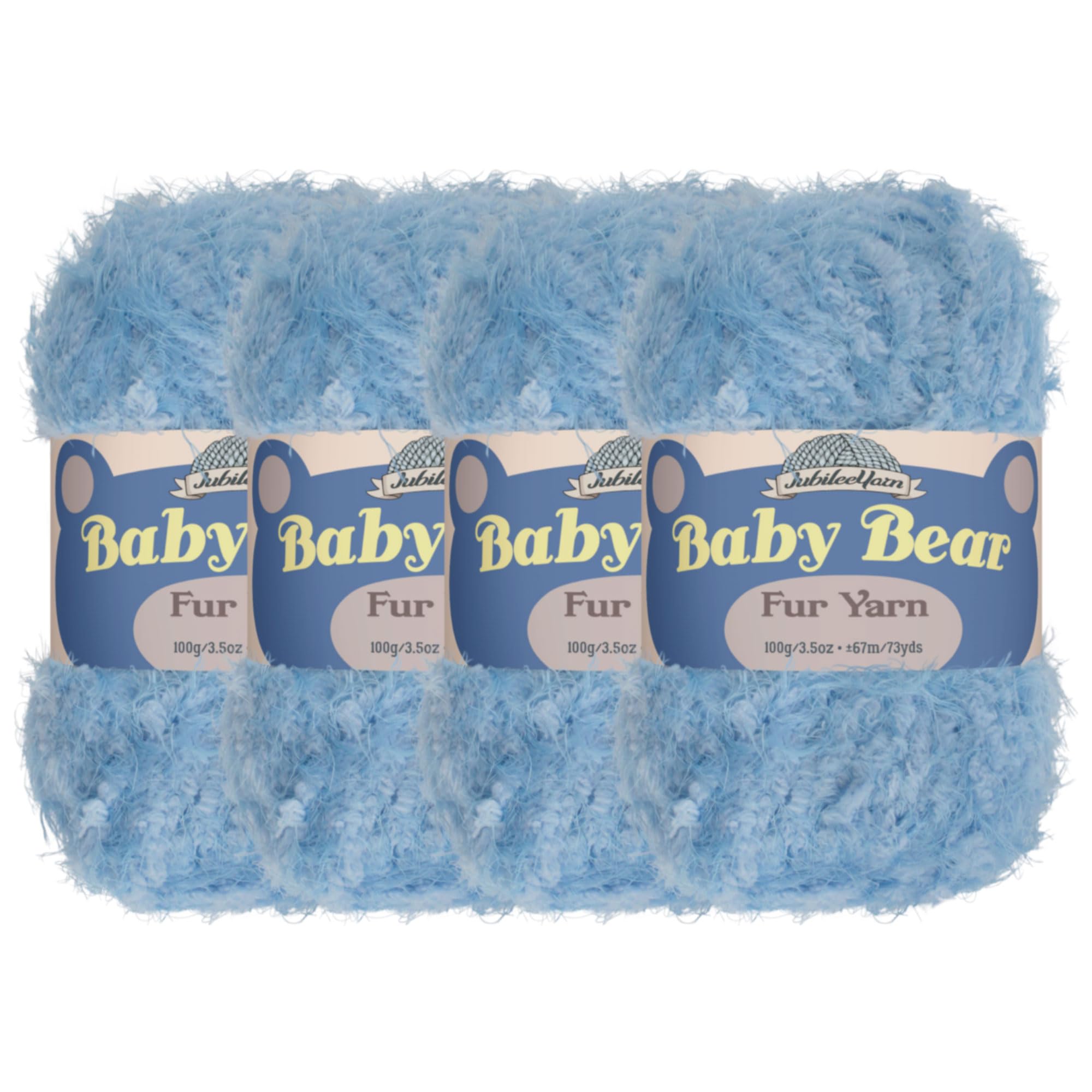JubileeYarn Baby Bear Yarn - Chunky Weight Polyester Fur - 100g/Skein - Baby Blue - 4 Skeins