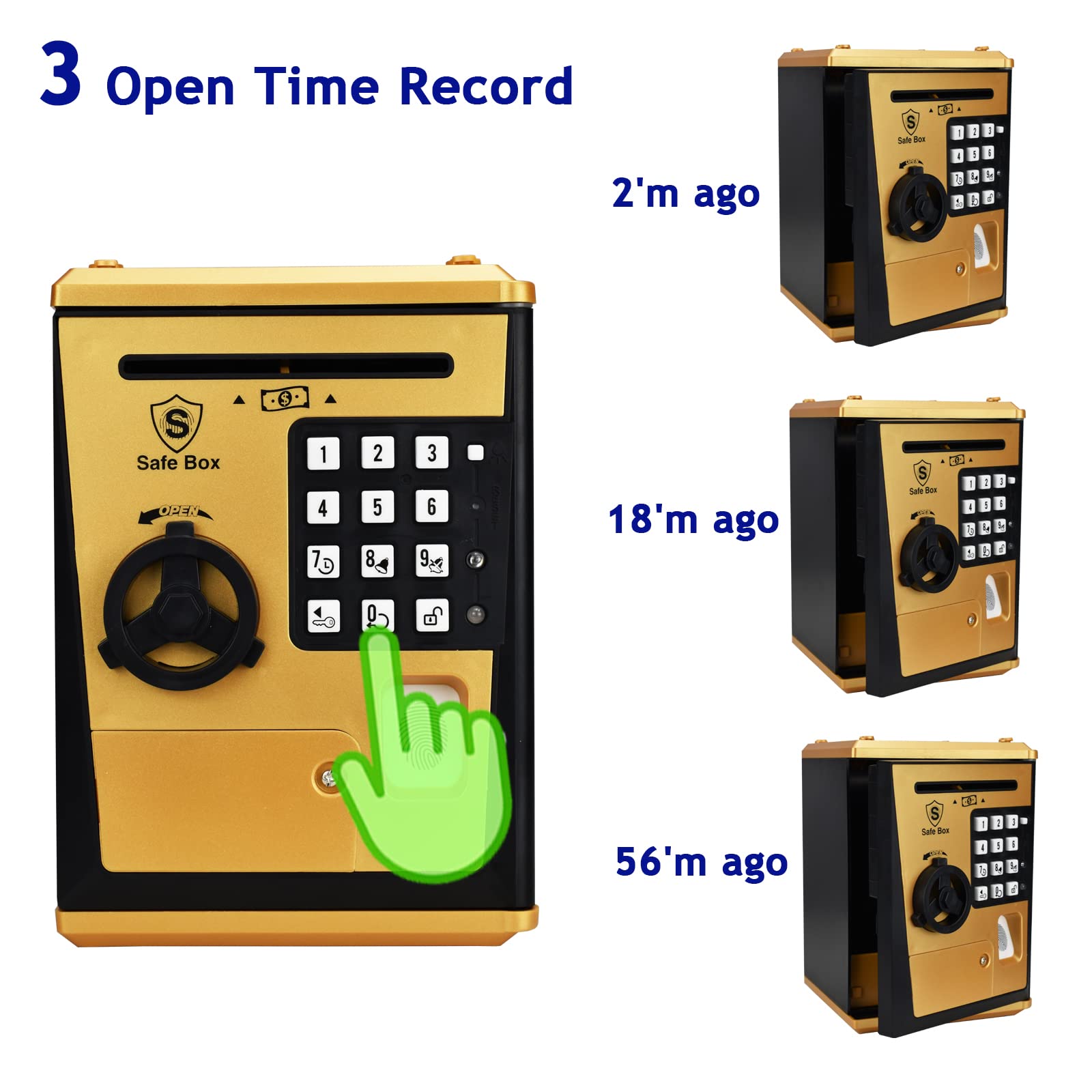 Kids Safe Bank with Fingerprint Password Talking Money Bank for Real Money Cool Stuff Gift for 5-14 Years Old Boys Girls
