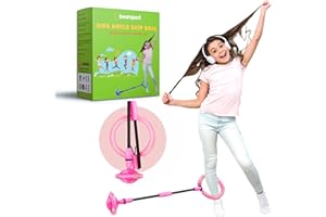 Bearsport Ankle Skip Ball for Kids - Foldable Flash Wheel Skip-it Ball - Outdoor Indoor Fitness Jump Rope Game Toys - Gifts for Boys & Girls 5 6 7 8 9 10+ Years Old (Pink)