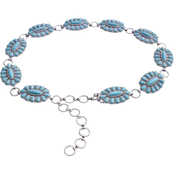 Emulily Western Concho Fashion Stone Chain Belt Western  display picture 2